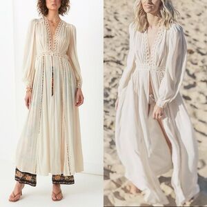 Spell Cream Maxi Dress with Black and Gold Accents